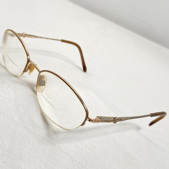 Jessica McClintock JMC 188 Eyeglasses Frame Gold Tone Wire Half Rim Monogram - Picture 4 of 10